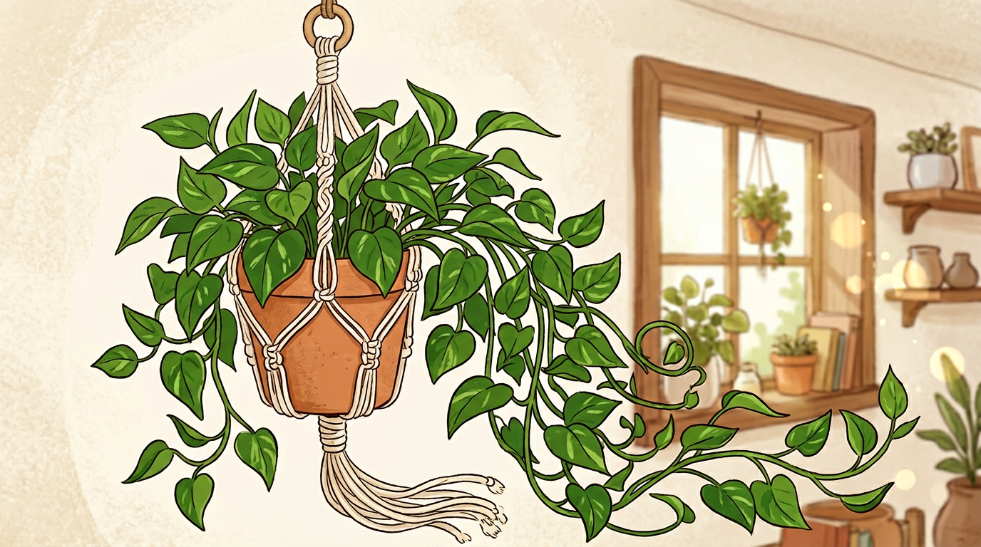 A lush golden pothos